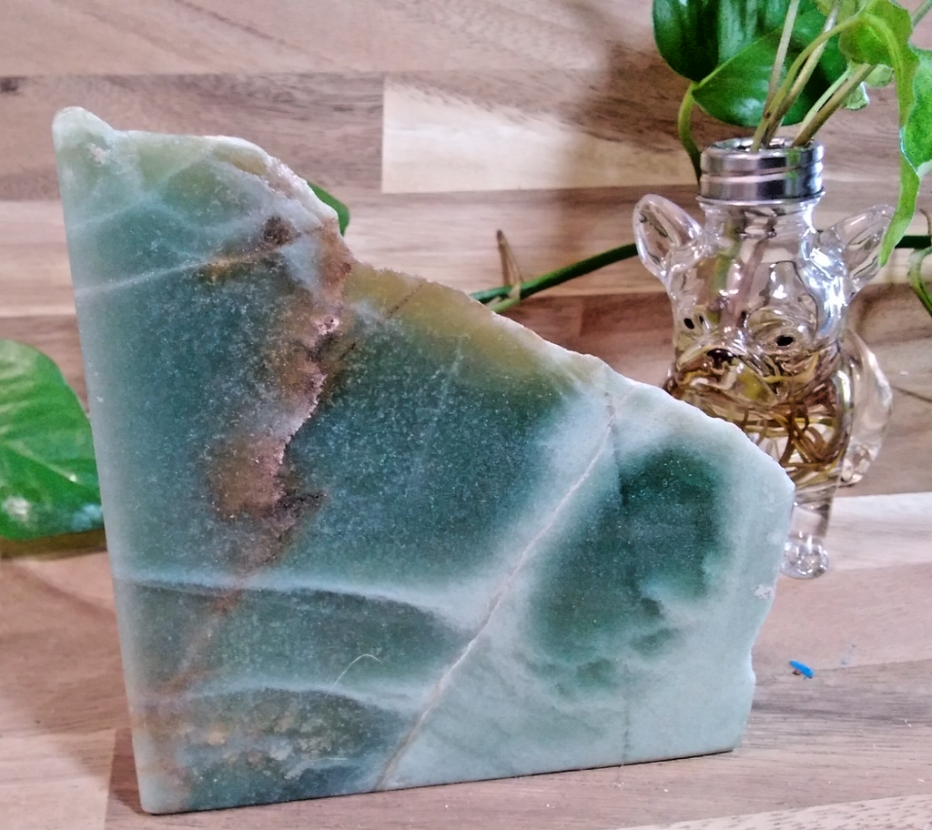 Natural Green Agate Freeform ~ Cut Base Display Stone ~ 1.35kg 130mm x 120mm