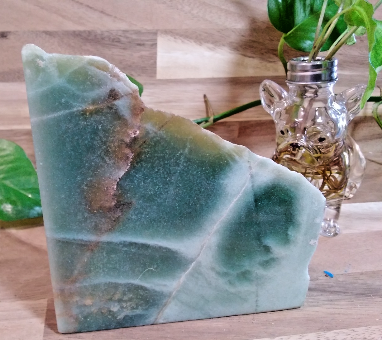 Natural Green Agate Freeform ~ Cut Base Display Stone ~ 1.35kg 130mm x 120mm