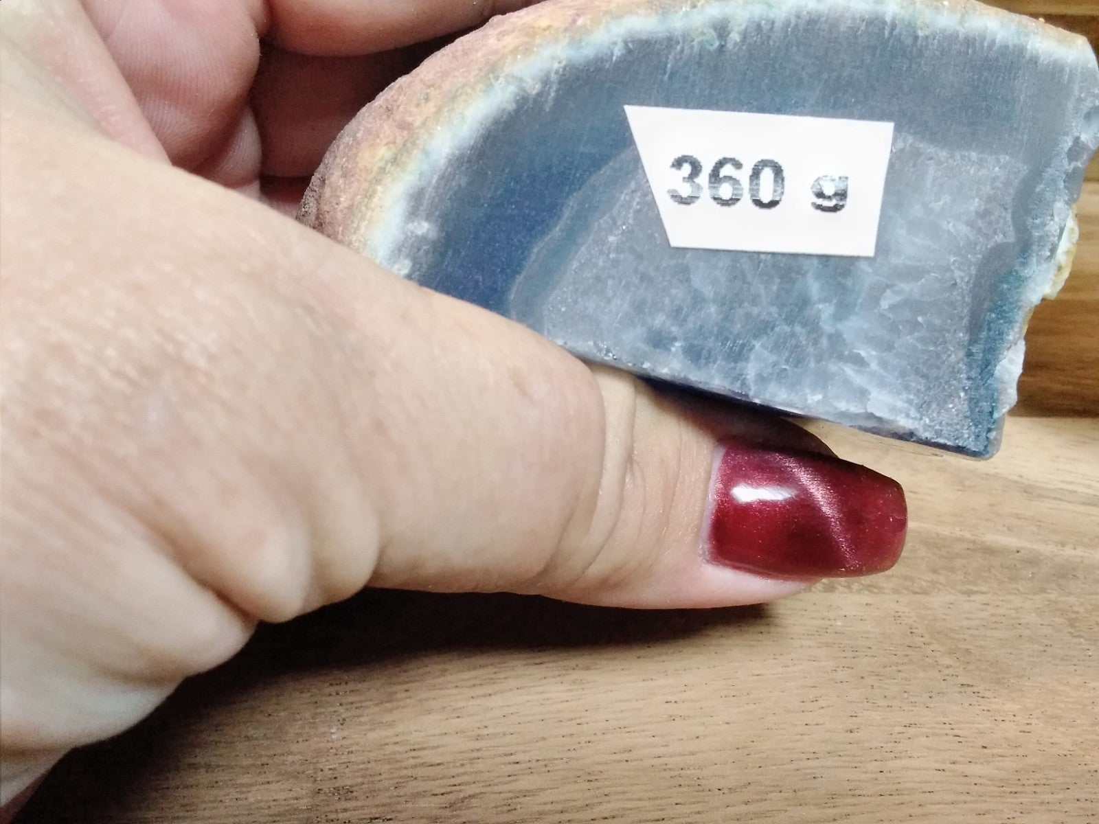 Blue Agate Geode Freeform ~Druzy Crystal Cave polished face ~ 360g 75mm x 70mm