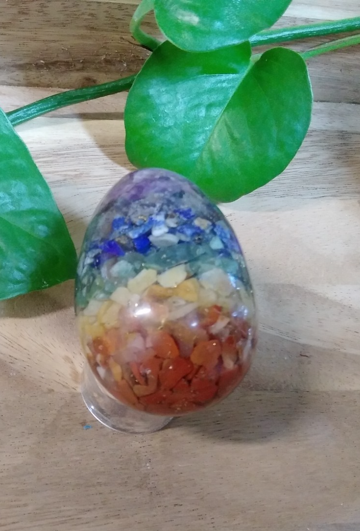 7 Chakra Orgonite Egg ~ Energy Balancing Crystal ~ Gemstone ~ Protect Harmonise