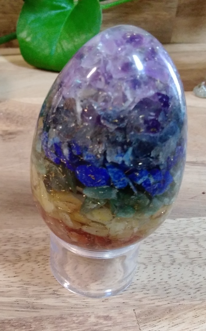 7 Chakra Orgonite Egg ~ Energy Balancing Crystal ~ Gemstone ~ Protect Harmonise