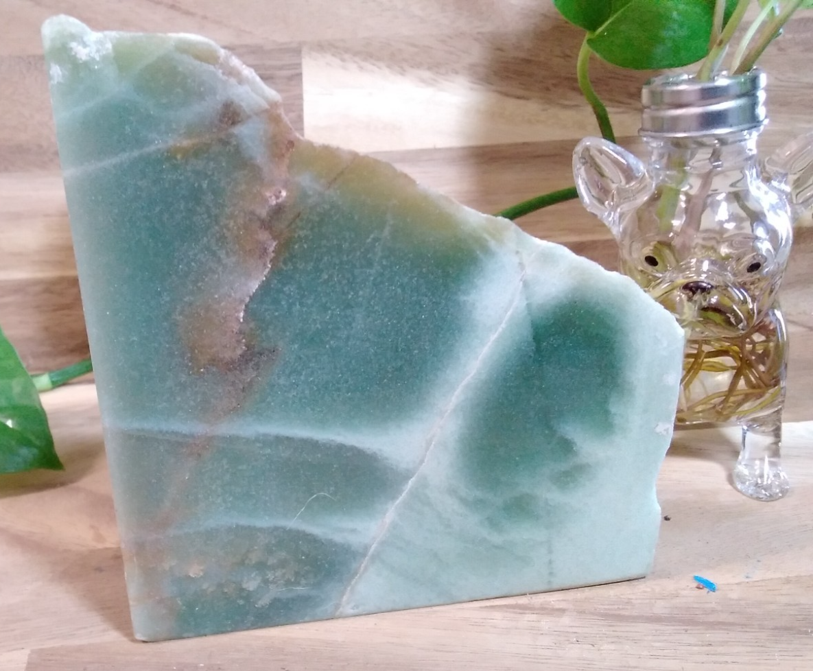 Natural Green Agate Freeform ~ Cut Base Display Stone ~ 1.35kg 130mm x 120mm