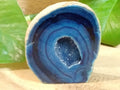 Blue Agate Geode Freeform ~ Druzy Crystal Cave polished face ~ 143g 55mm x 50mm