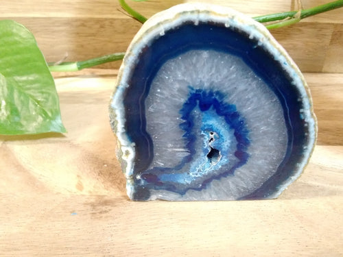 Blue Agate Geode Freeform ~Druzy Crystal Cave polished face ~ 360g 75mm x 70mm