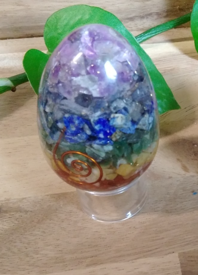 7 Chakra Orgonite Egg ~ Energy Balancing Crystal ~ Gemstone ~ Protect Harmonise