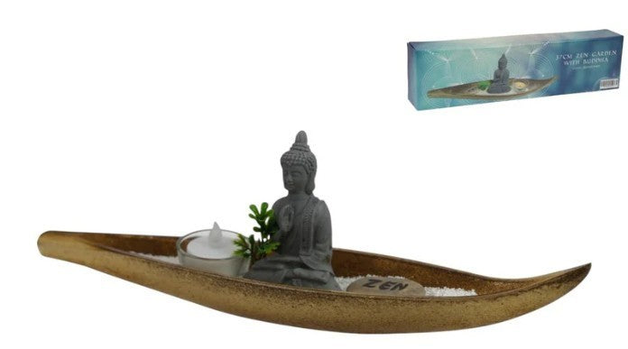 Zen Garden with Buddha ~ Sand ~ Rock ~ Tealight Candle ~ Relaxation ~ Calm
