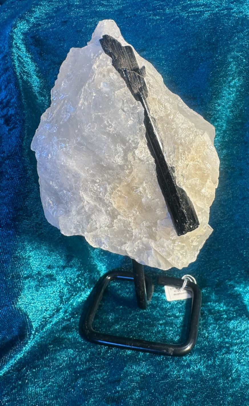 Stunning Black TOURMALILNE with Quartz & Mica Matrix ~ on stand ~ From Brazil