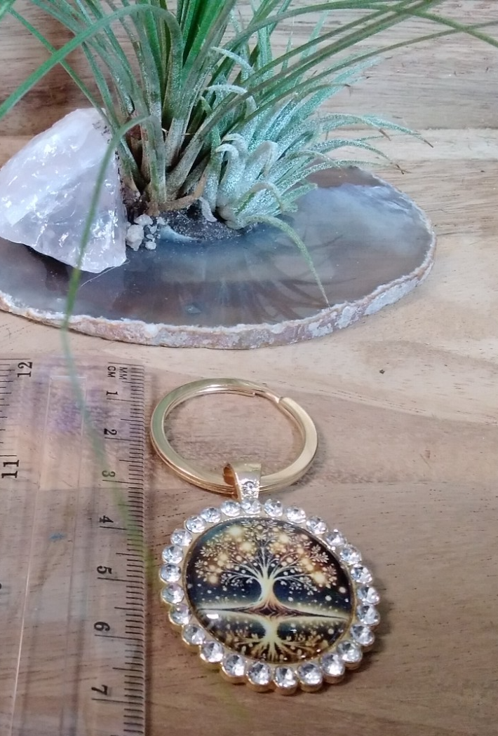 Elegant Tree of Life ~ Key ring ~ Keychain ~ Spiritual Keyrings – Gold & Black