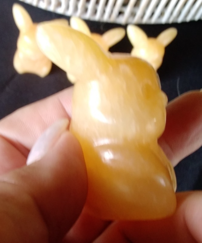 Orange Calcite Pikachu Carving – 5.5cm Crystal Figurine Joy • Confidence