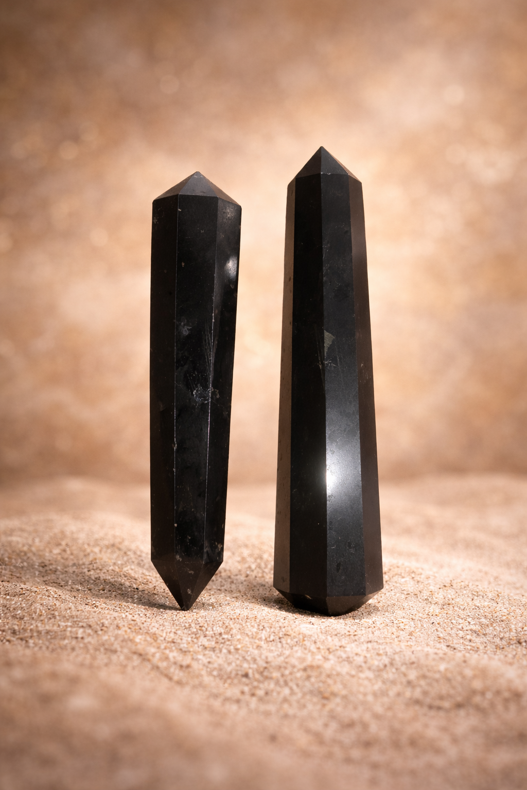 Black Tourmaline Double Terminated Wand – Polished Crystal Point Protection