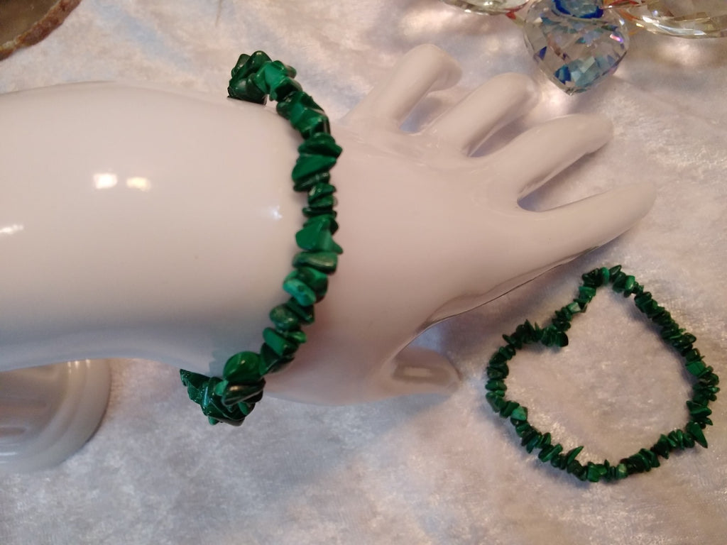 Natural Malachite Crystal Chip Bracelet – Elastic ~ Transformation • Protection