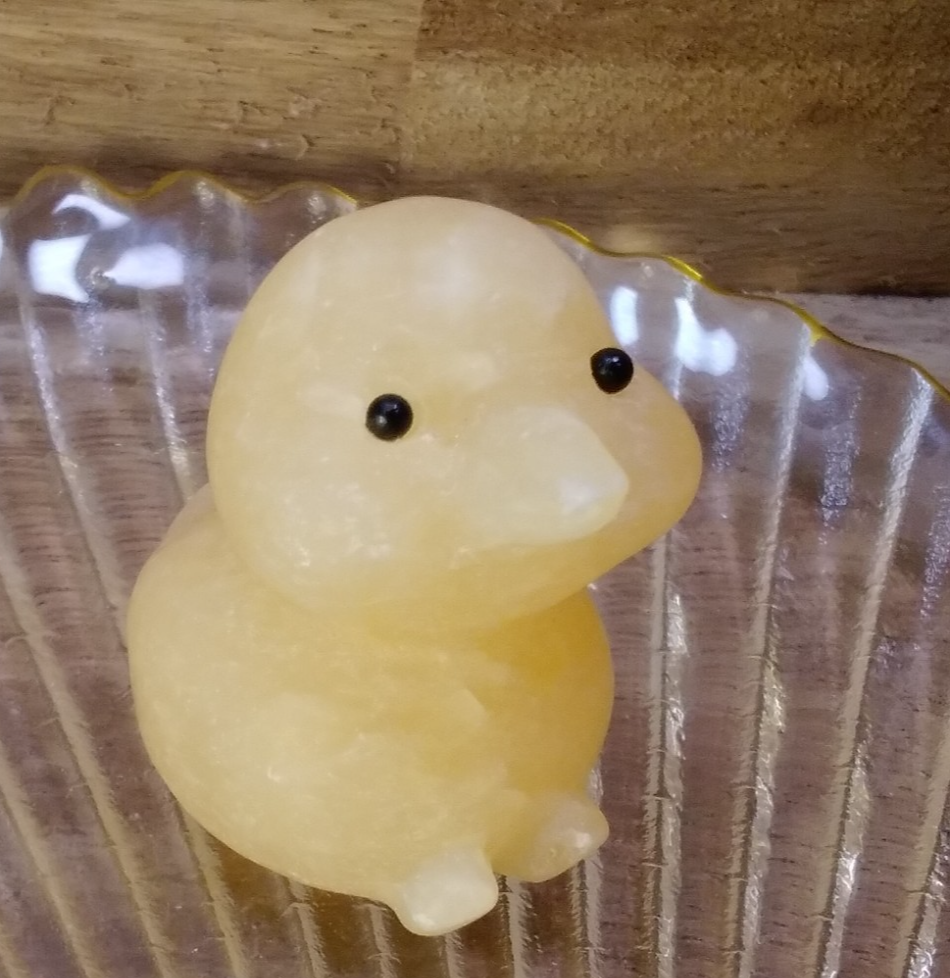 Natural Orange Calcite Duck Carving –4 m Crystal Figurine ~ Joy • Confidence (B)