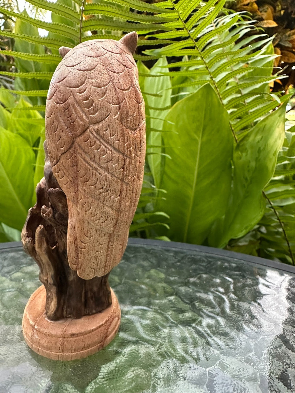 Hand Carved Wooden Owl Statue Driftwood Sculpture Rustic Home Decor 16 cm