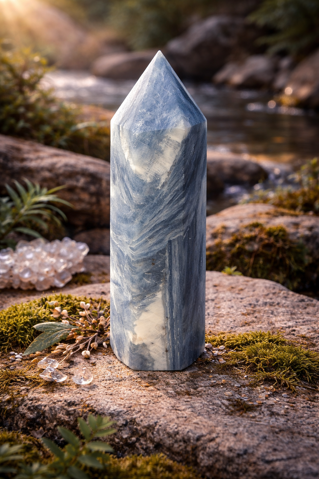 Blue Kyanite Tower – Polished Crystal Point Alignment • Communication • Calm 7cm