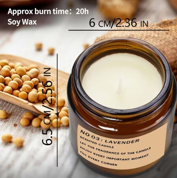 Long-Lasting Soy Wax Candle Set (6 Pack) ~ Relax ~ Restore ~ Calm