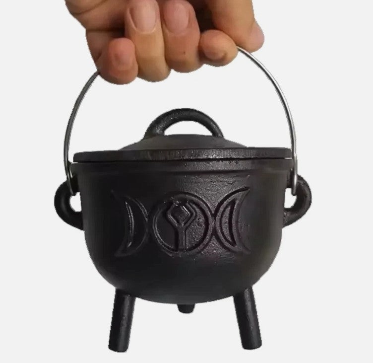 Cast Iron Witches Cauldron ~ Witch Pagan Wicca Altar Halloween Decoration Ritual