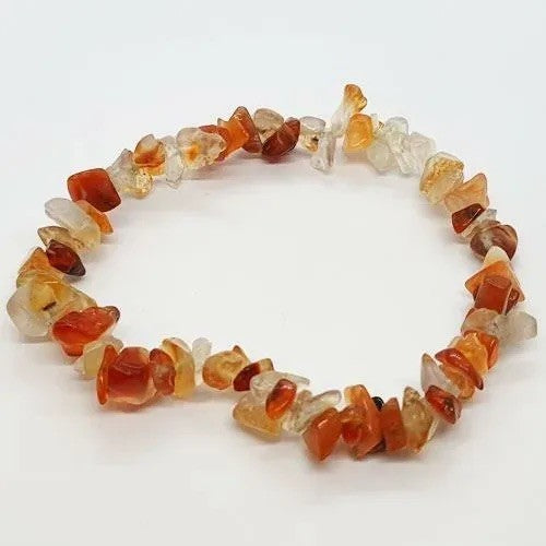 Carnelian Crystal Chip Bracelet – Stretch ~ Vitality • Confidence • Motivation