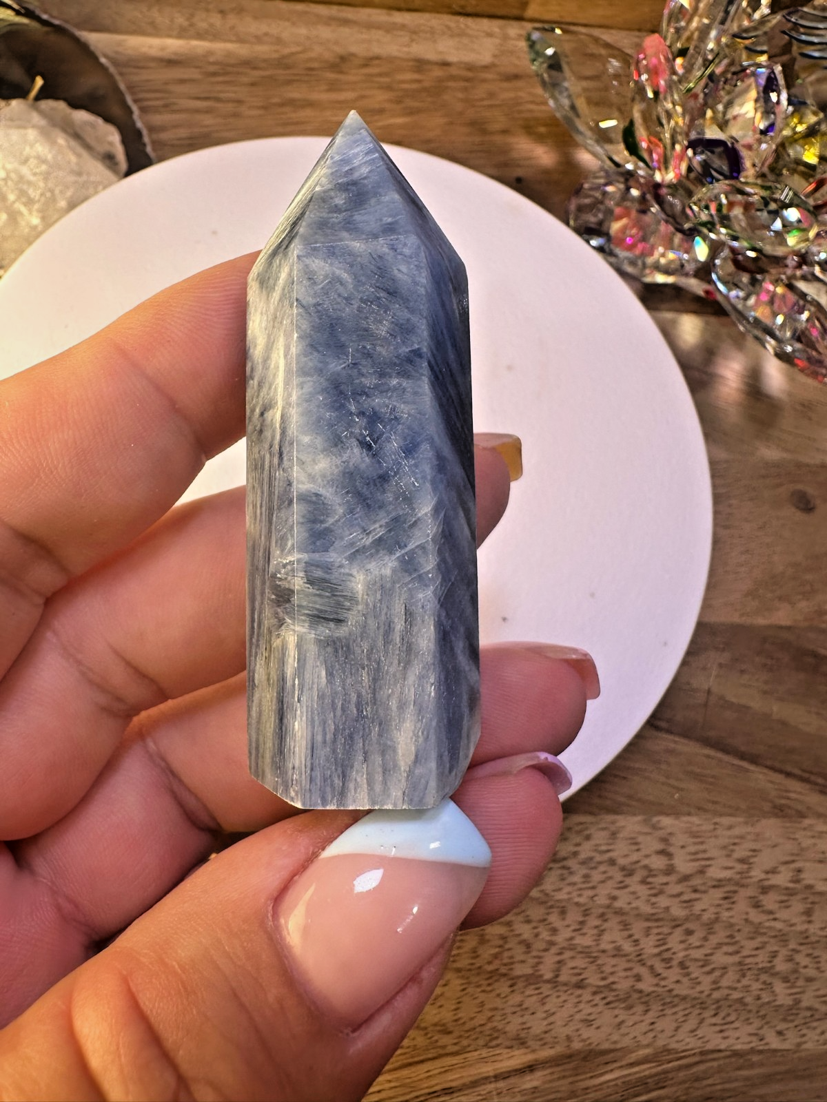 Blue Kyanite Tower – Polished Crystal Point Alignment • Communication • Calm 7cm
