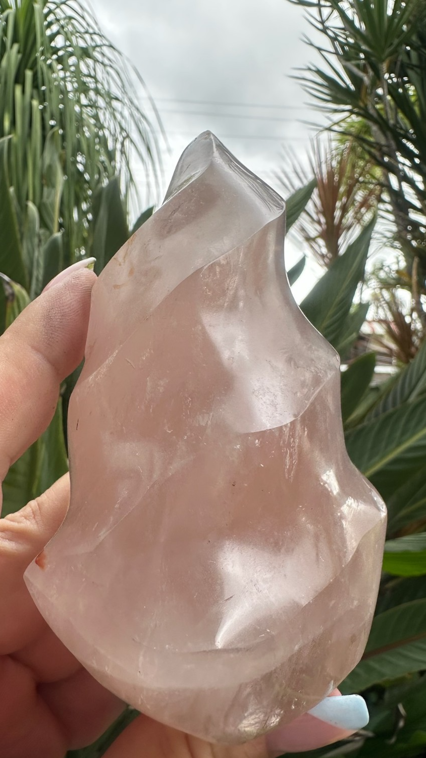 Blue Rose Quartz Flame ~ Crystal Natural Polished Healing Stone Display ~ G