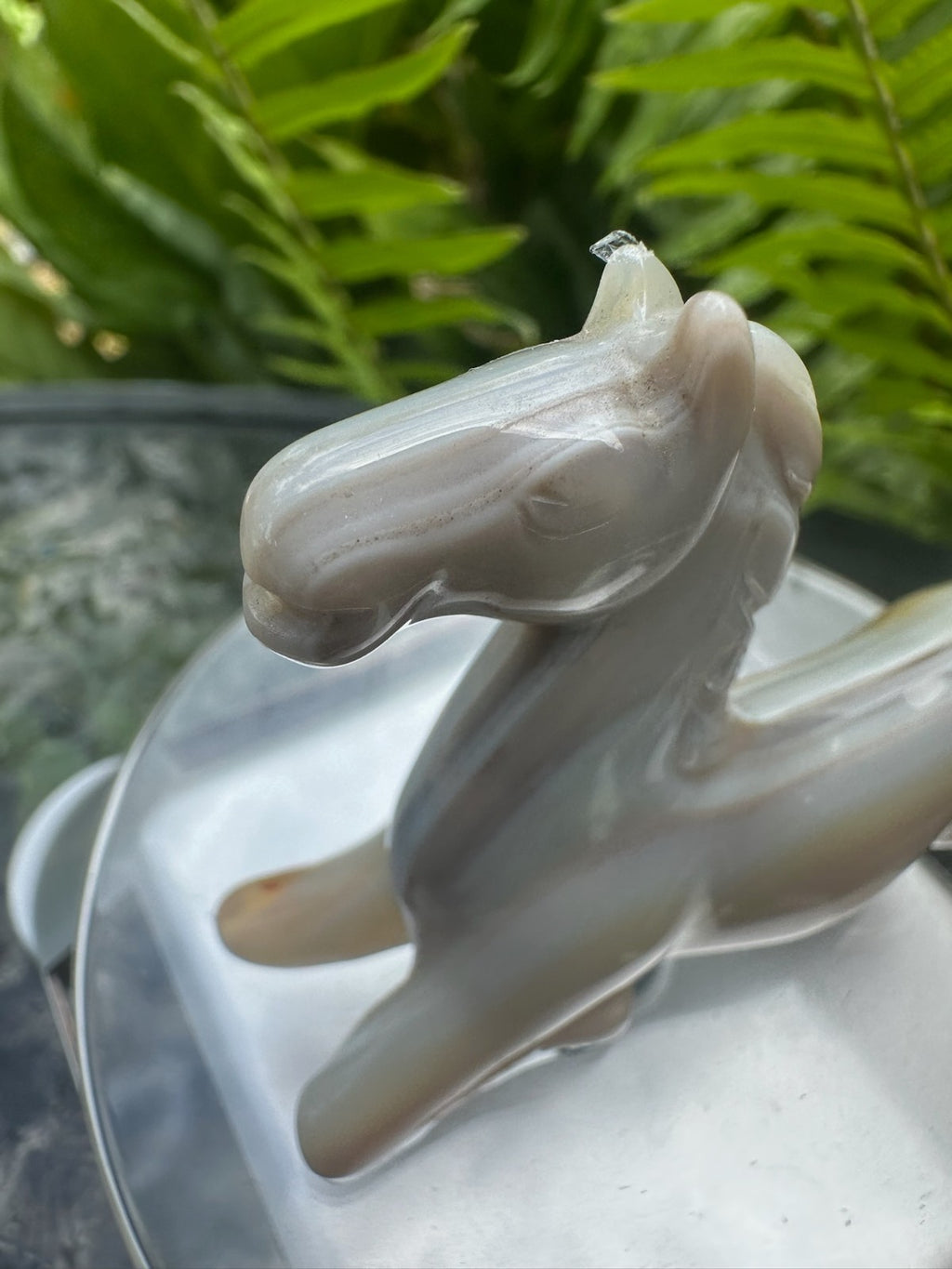 Agate Horse Carving ~ 7.5cm ~ Natural Crystal Horse Figurine ~ Animal Statue (A)