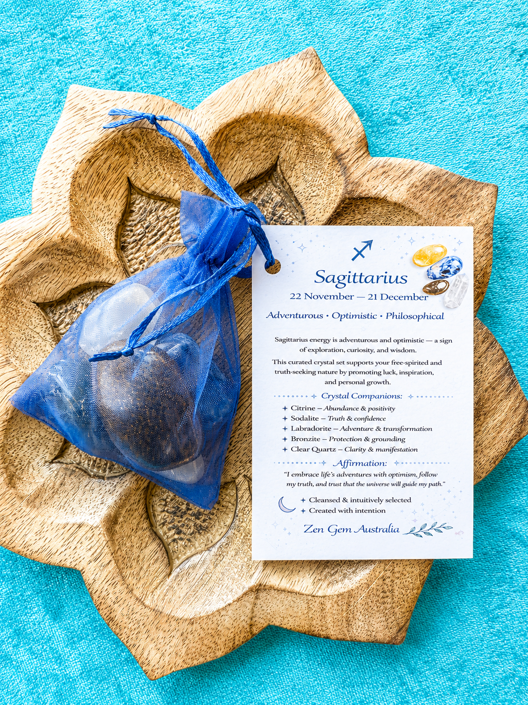 Sagittarius Zodiac Crystal Kit ~ Astrology Gift Set ~ Horoscope Healing Crystals