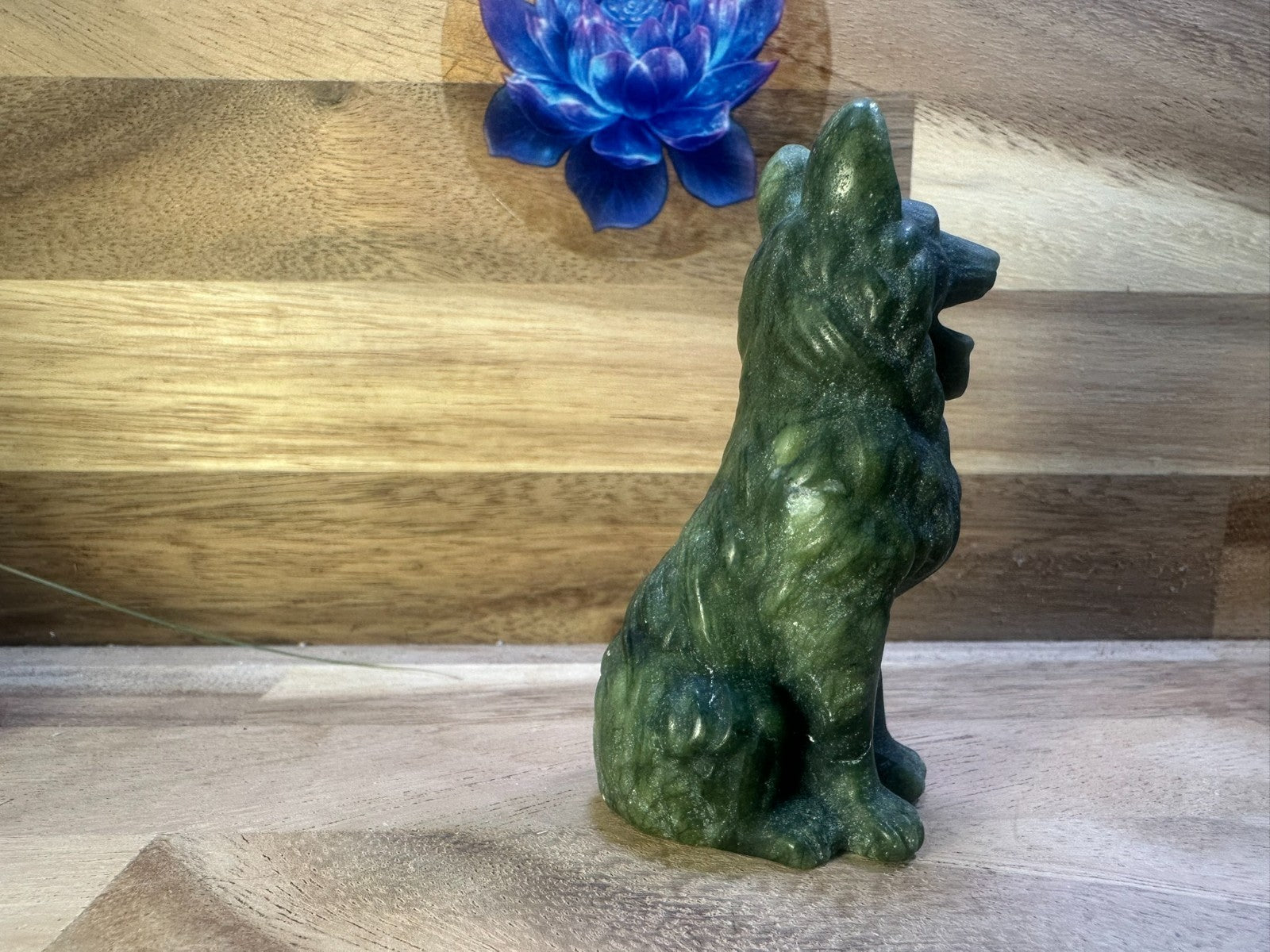 Serpentine German Shepherd / Wolf Carving – 7.5cm Loyalty • Protection •