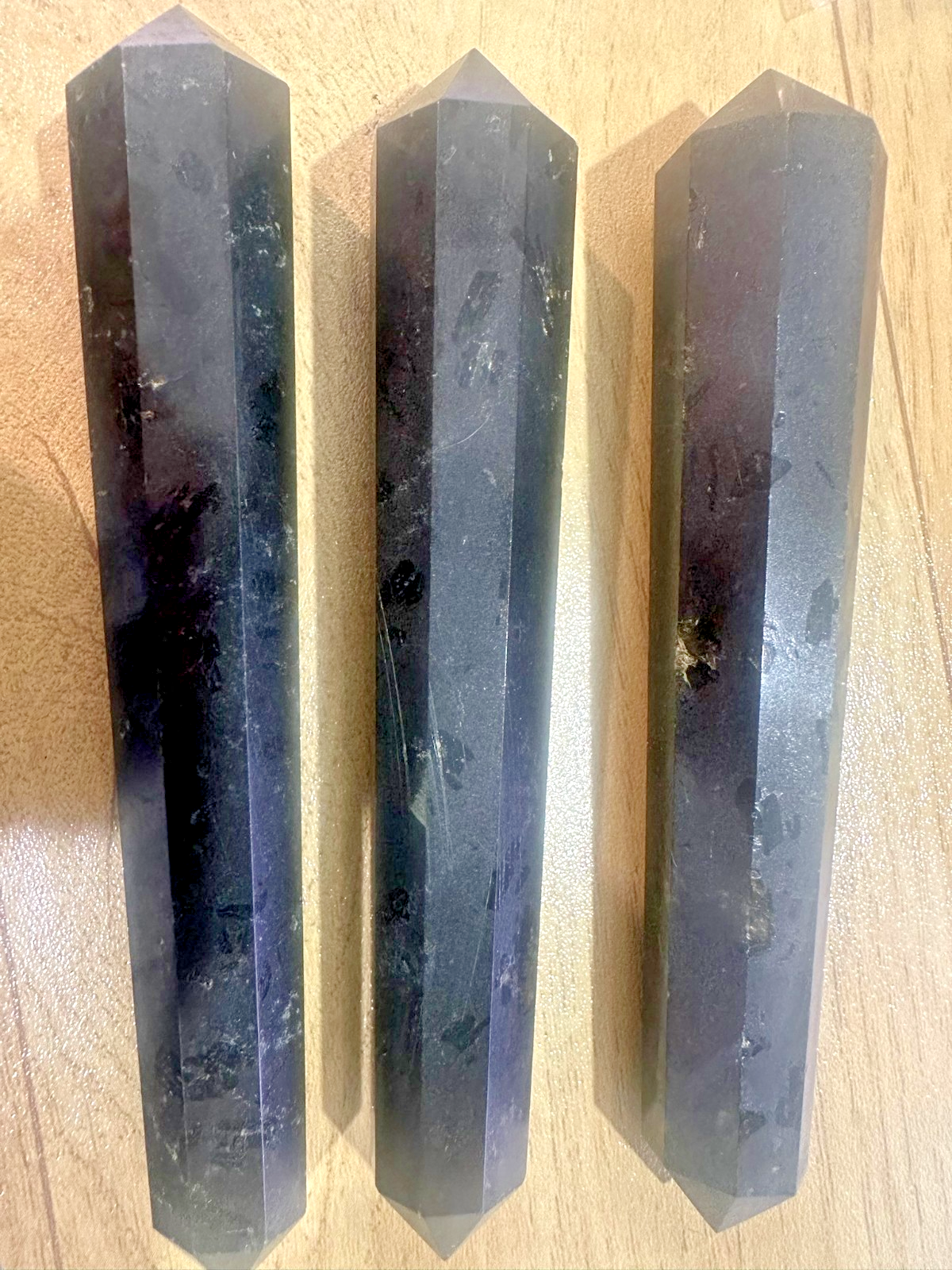 Black Tourmaline Double Terminated Wand – Polished Crystal Point Protection 14cm