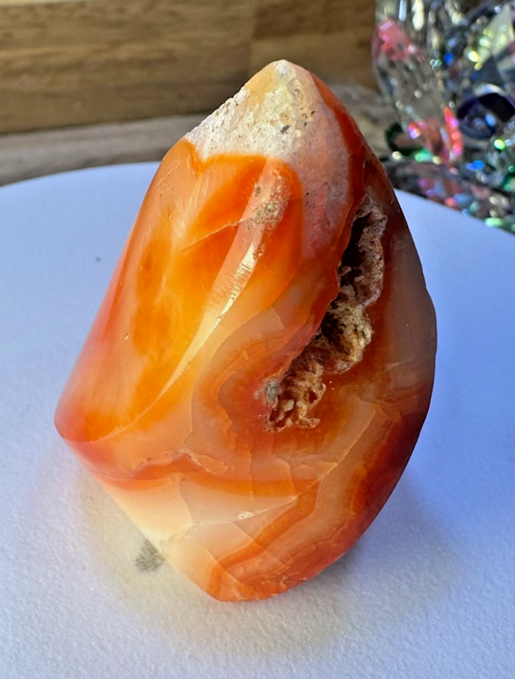 Carnelian Flame 55mm 75g Druzy Crystal Orange Polished Healing Stone