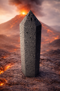 Black Lava Stone Tower – 85 mm Volcanic Obelisk ~ Diffuser ~ Reiki ~ Meditation