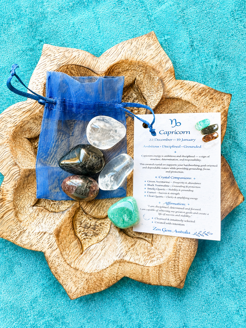Capricorn Zodiac Crystal Kit ~ Astrology Gift Set ~ Horoscope ~ Crystals Healing