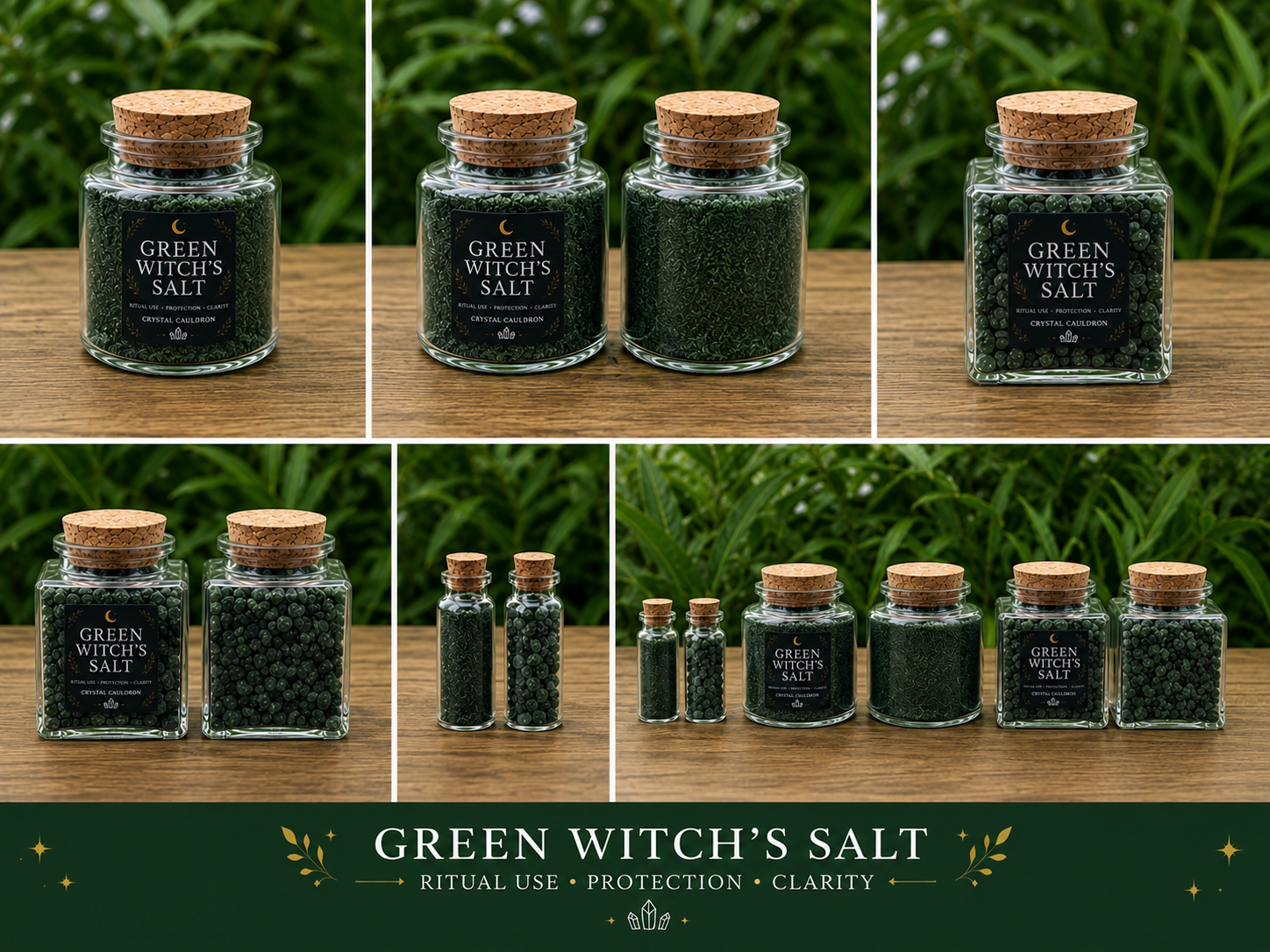Mini Green Rock Ritual Salt Wicca Pagan Prosperity Abundance Money Magic