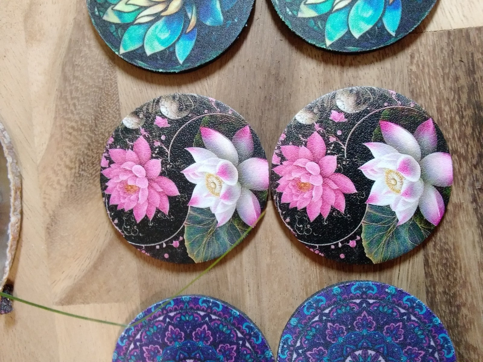 Boho Mandala Lotus design Neoprene Coasters – Absorbent Cup Holder ~ Car or Home