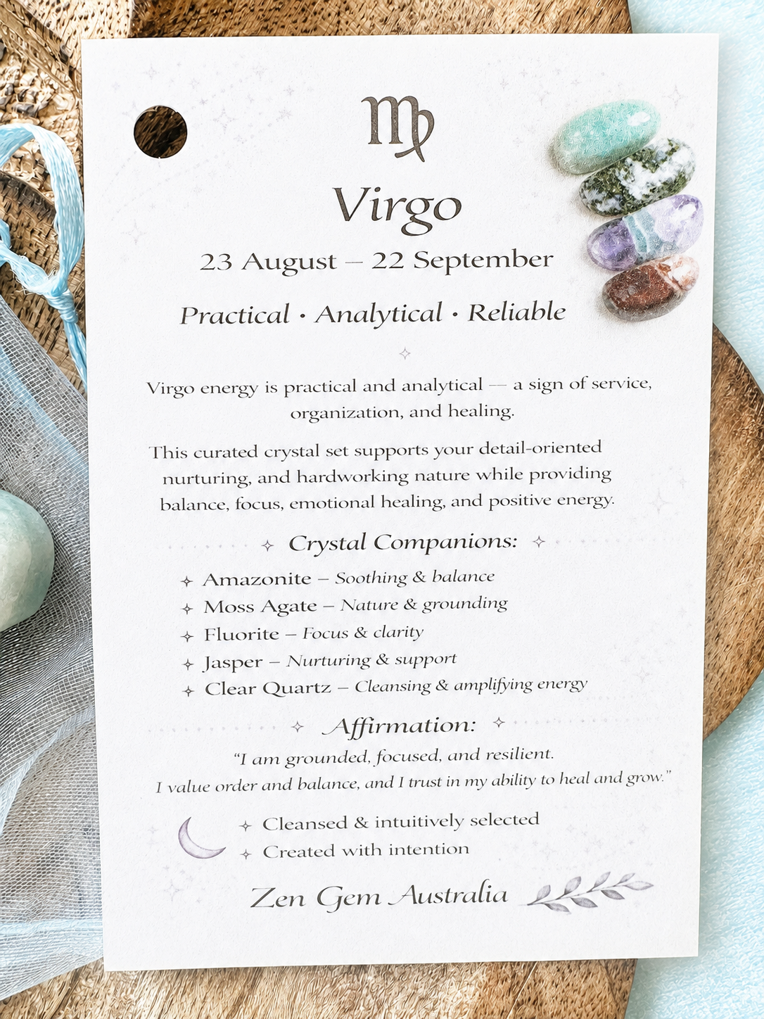 Virgo Zodiac Crystal Gift Set ~ Horoscope Crystals ~ Healing Kit Astrology Sign