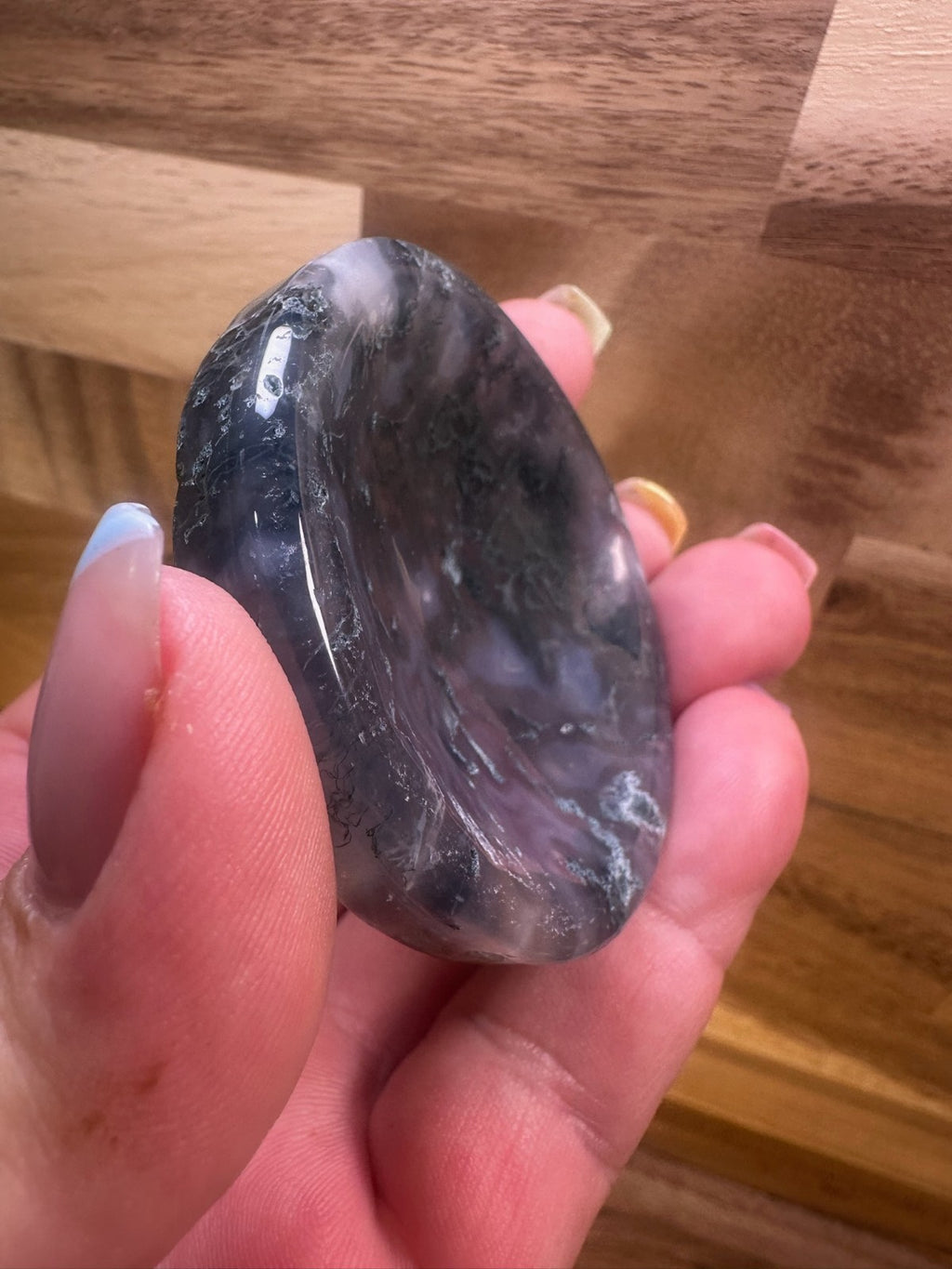 Moss Agate Bowl – 2 Inch Crystal Dish ~ Abundance • Growth • Grounding • (A)
