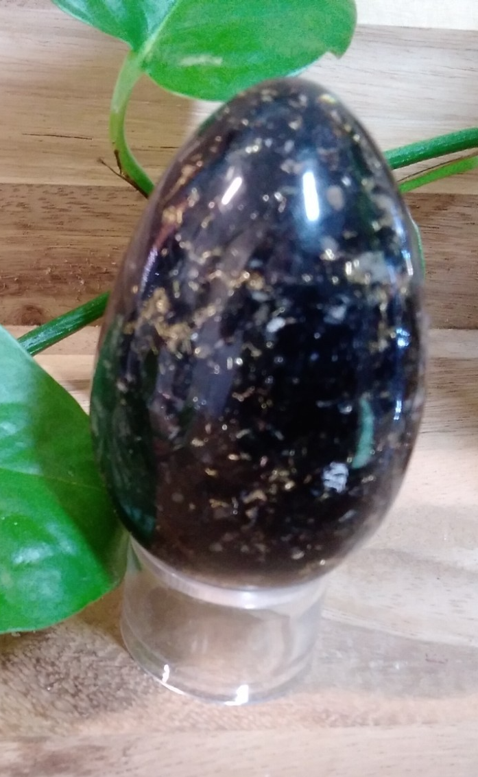 Black Tourmaline Orgonite Egg ~ Energy Crystal ~ Gemstone Protection & Grounding