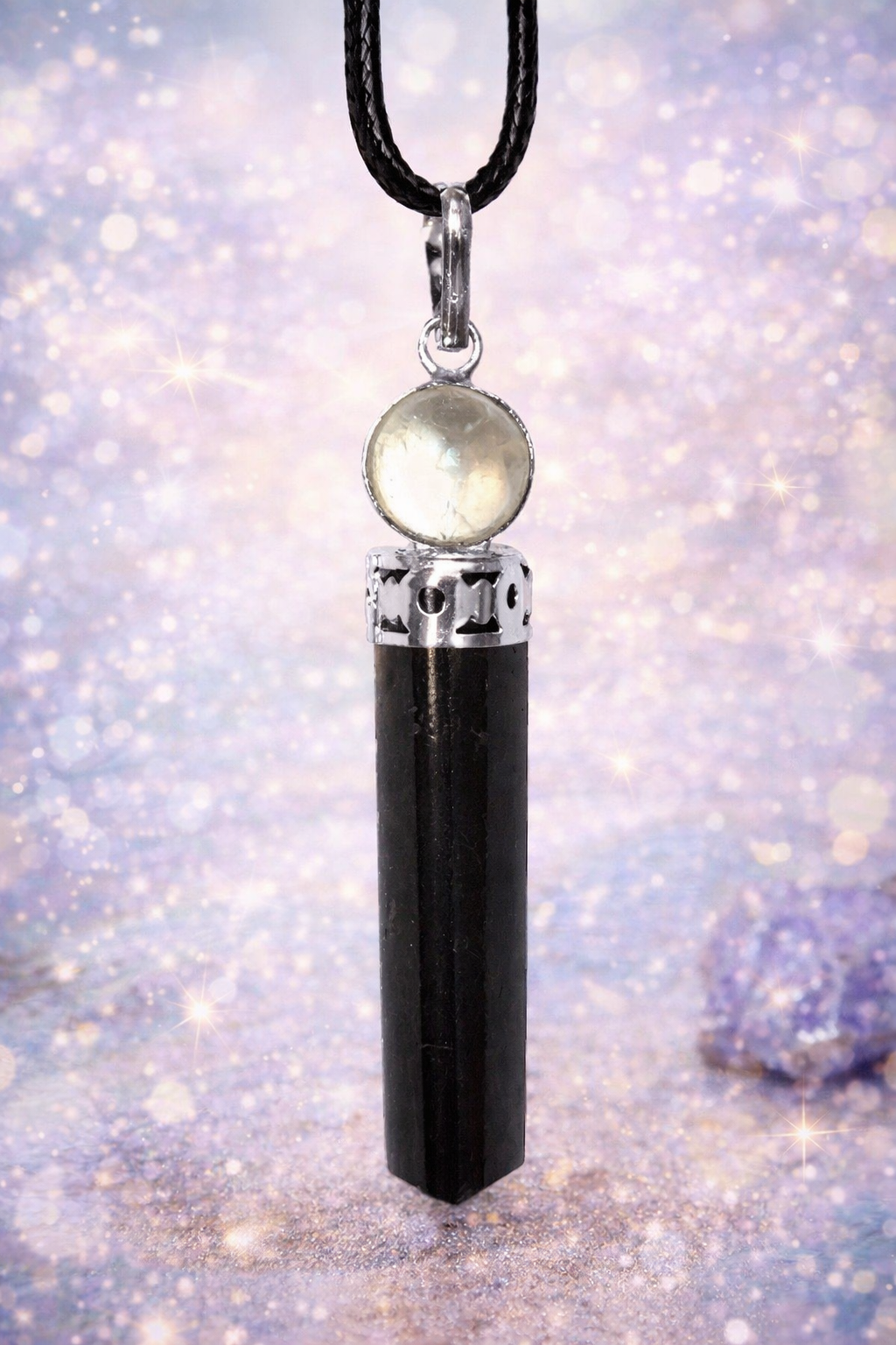 Black Tourmaline Point Pendant Necklace – Protective Crystal Protection • Ground