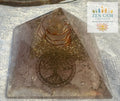 Orgonite Crystal Pyramid ~ Medium ~ Copper Coil & Hamsa Hand Symbol Rose Quartz
