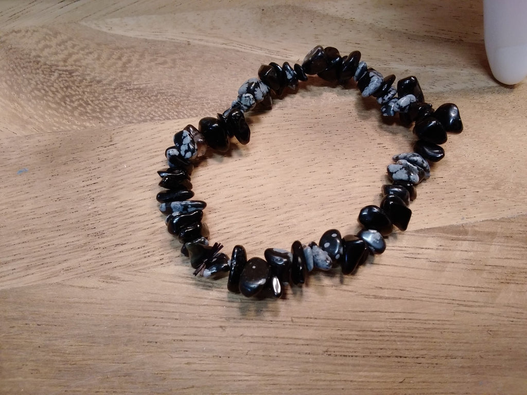 Snowflake Obsidian Bracelet – Elastic ~ Protection • Balance • Grounding