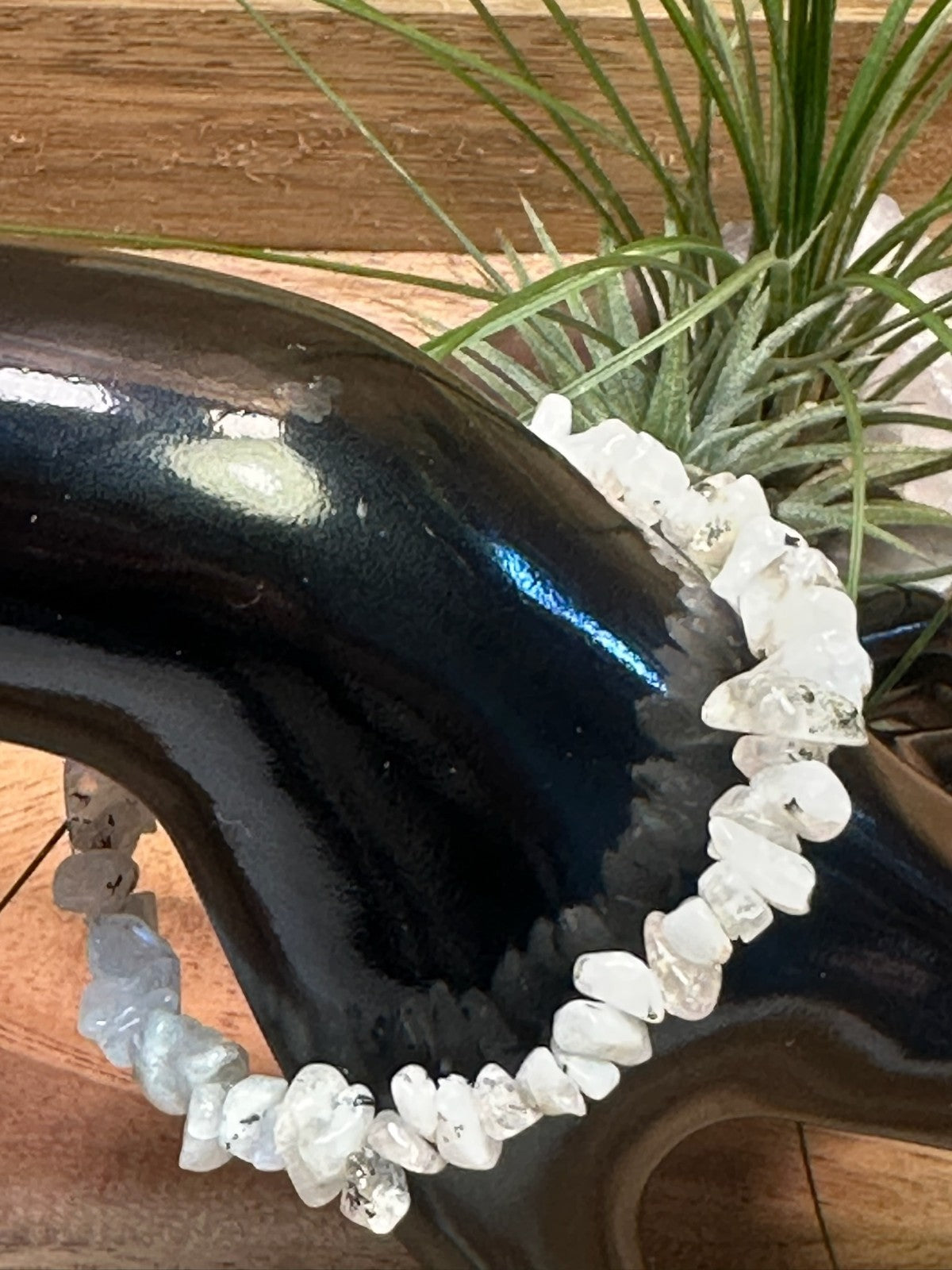 Rainbow Moonstone Bracelet – Elastic ~ Intuition • Protection • Inner Balance
