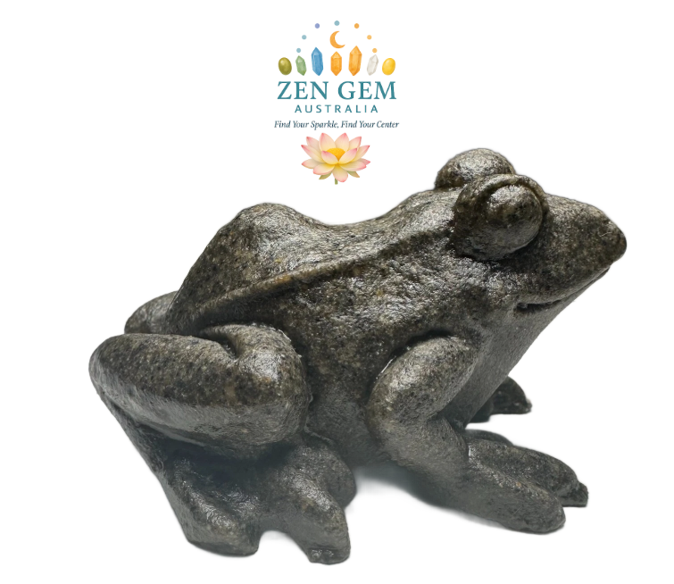 Natural Crystal Mineral Specimen Quartzite ~ Hand-carved FROG Statue