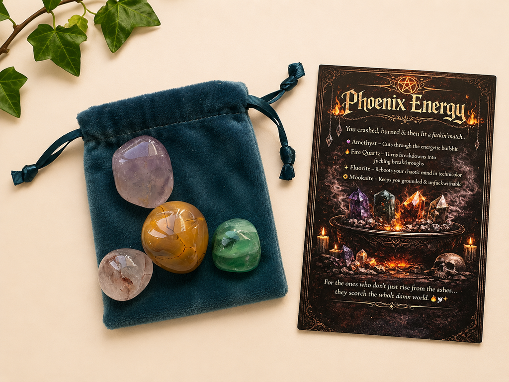 Phoenix Energy Crystal Kit ~ Amethyst Fire Quartz Fluorite Mookaite ~ Gift Set