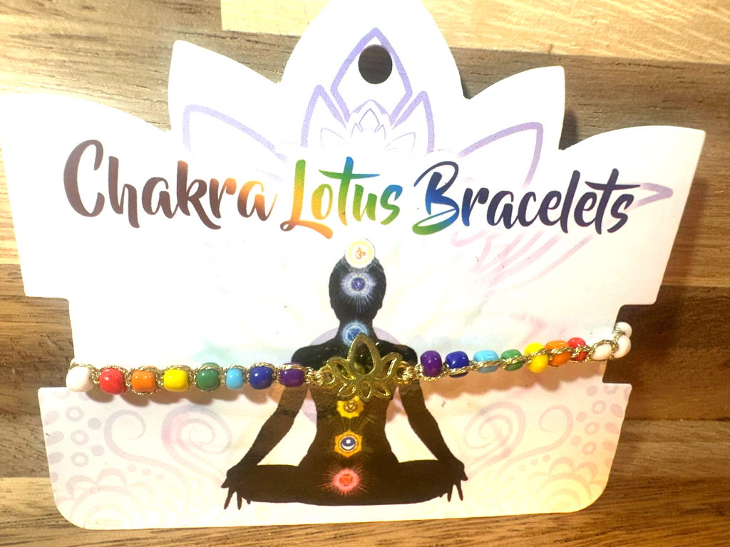 Chakra Lotus Bracelet 7 Chakra Beads ~ Lotus Charm ~ 2 designs