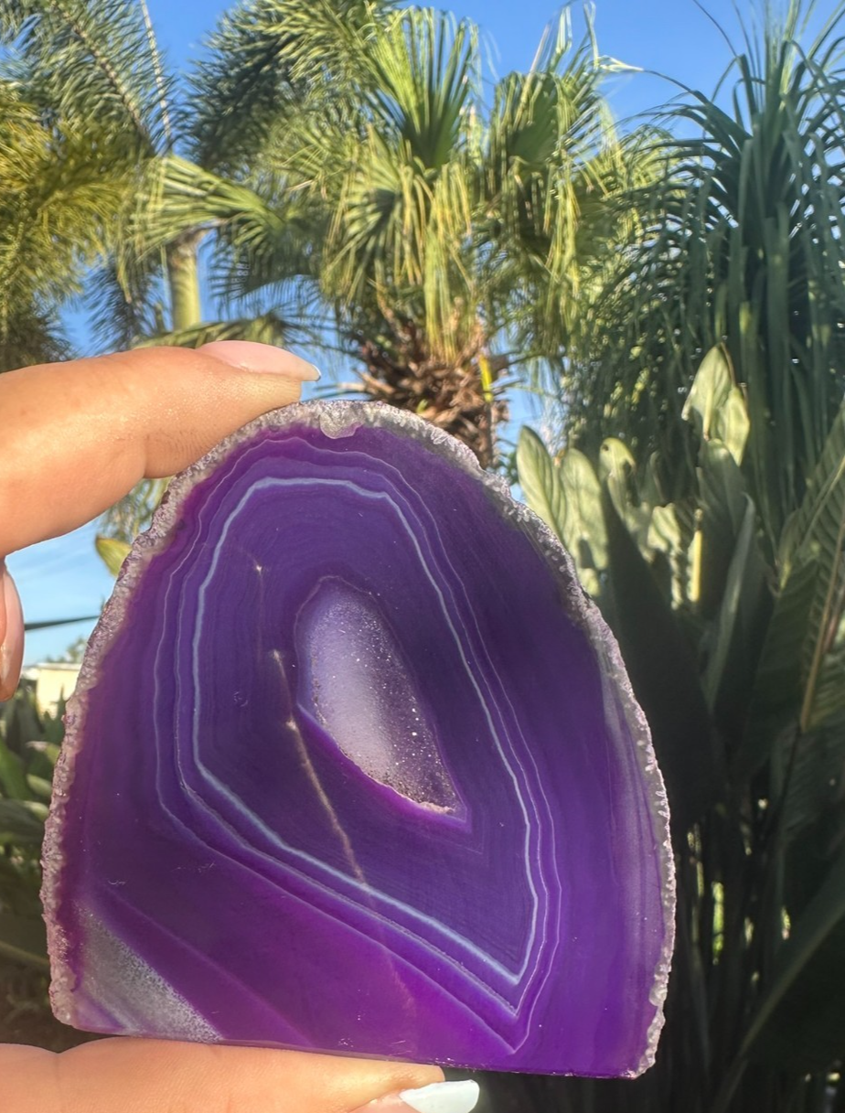 Purple Agate Druzy Slice ~ Crystal Geode Polished Display ~ 80mm 208g