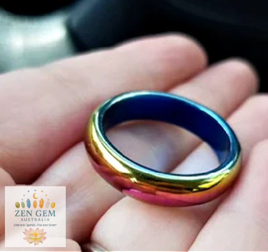 Rainbow Hematite Stand – Sphere Holder Ring ~ Crystal Balls & Stone ~ 2.5 cm