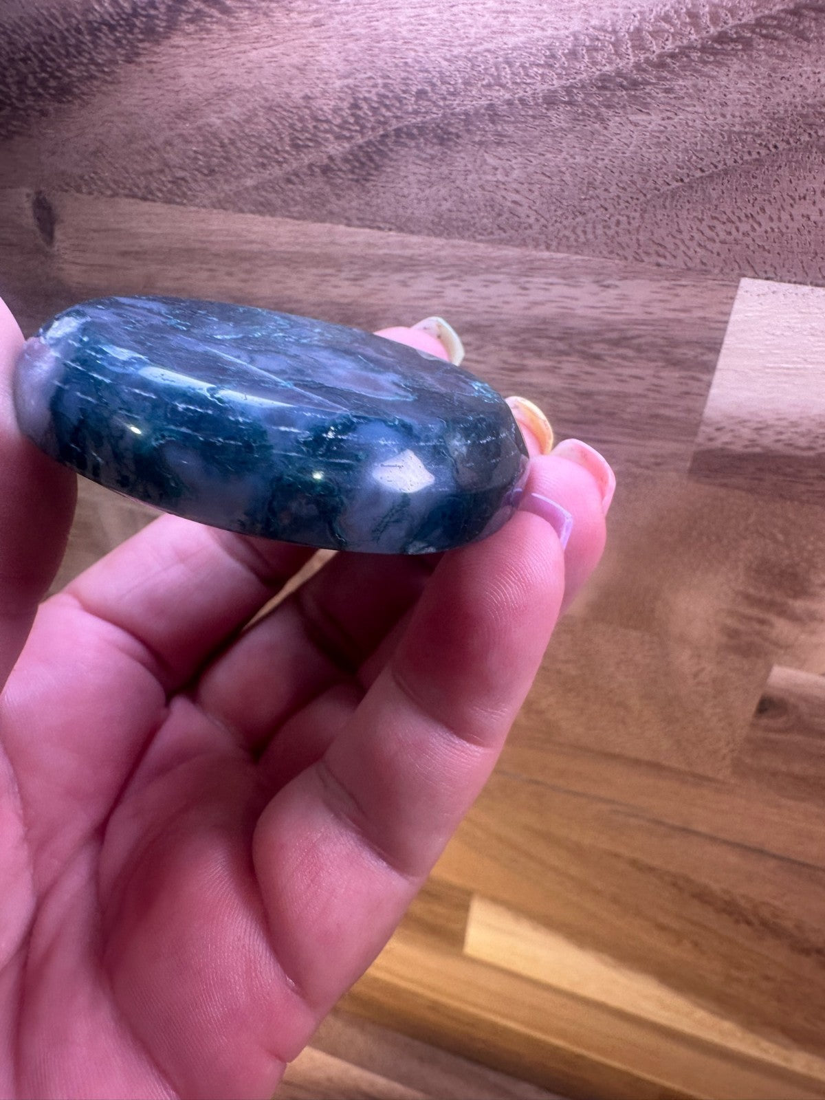 Moss Agate Bowl – 2 Inch Crystal Dish ~ Abundance • Growth • Grounding • (B)