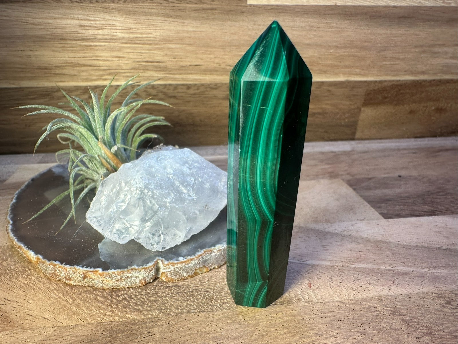 Malachite Tower – 70mm Polished Crystal Point Protection • Transformation •