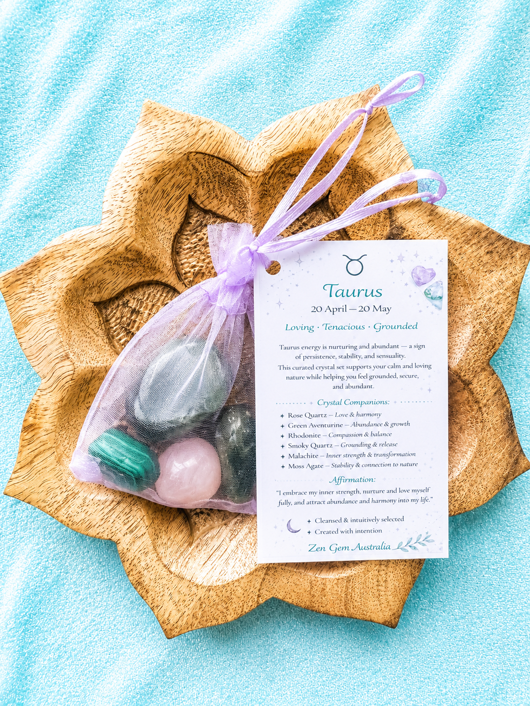 Taurus Zodiac Crystal Kit ~ Astrology Gift Set ~ Horoscope Healing Crystals