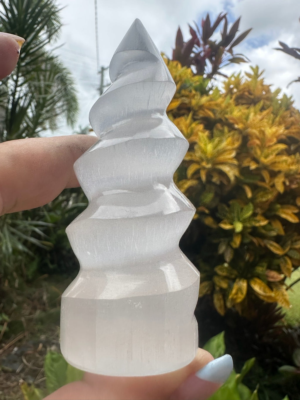 Selenite Spiral Tower ~ 10 cm Medium ~ Polished Crystal Cleansing Energy