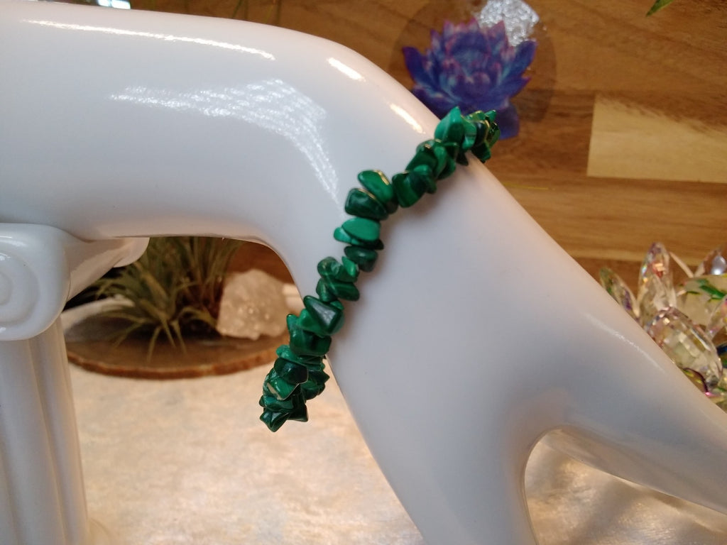 Natural Malachite Crystal Chip Bracelet – Elastic ~ Transformation • Protection