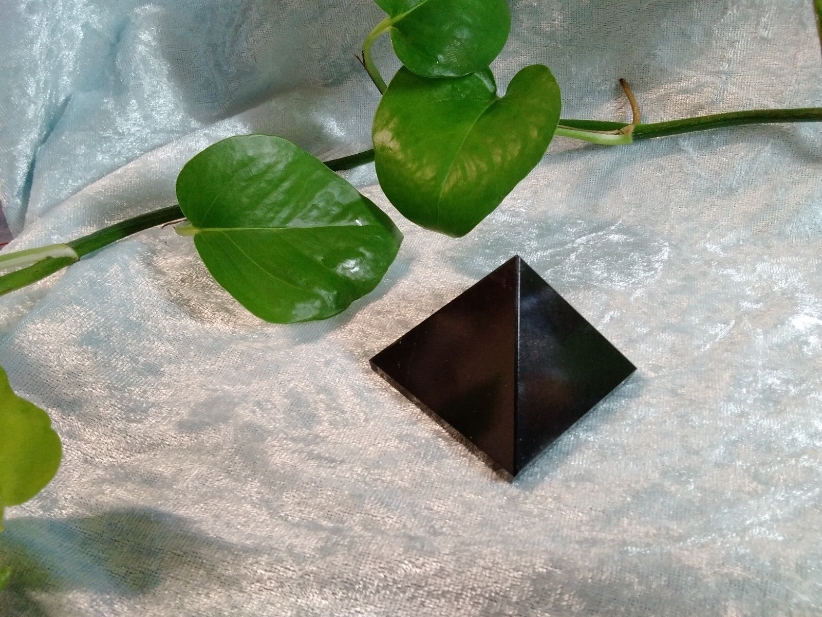 Black Agate Pyramid Crystal – Natural Polished Gemstone ~ Energy Stone 55mm x 50
